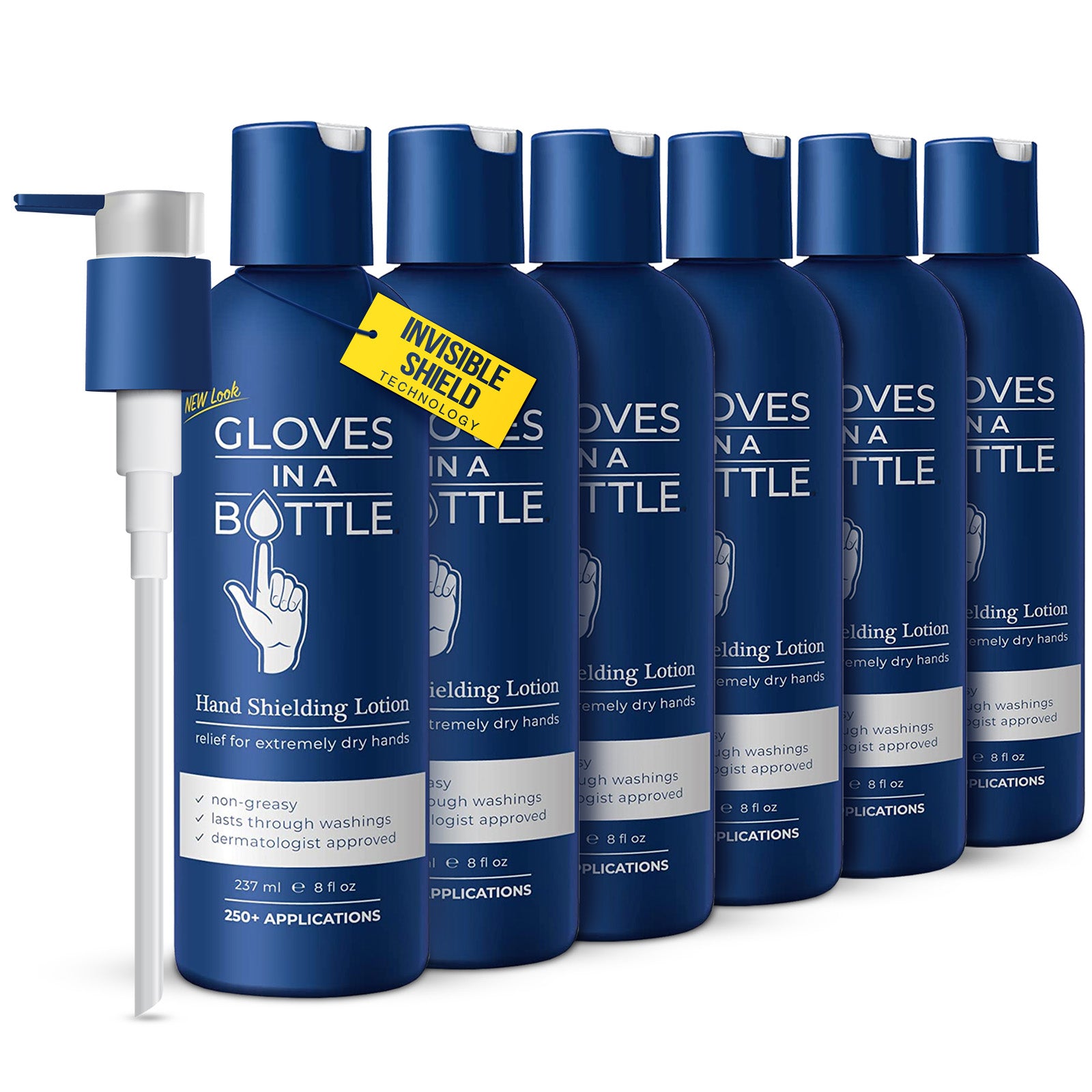 Gloves In A Bottle Hand Shielding Lotion for Dry Skin, 8 Ounce, 6 pack with Pump