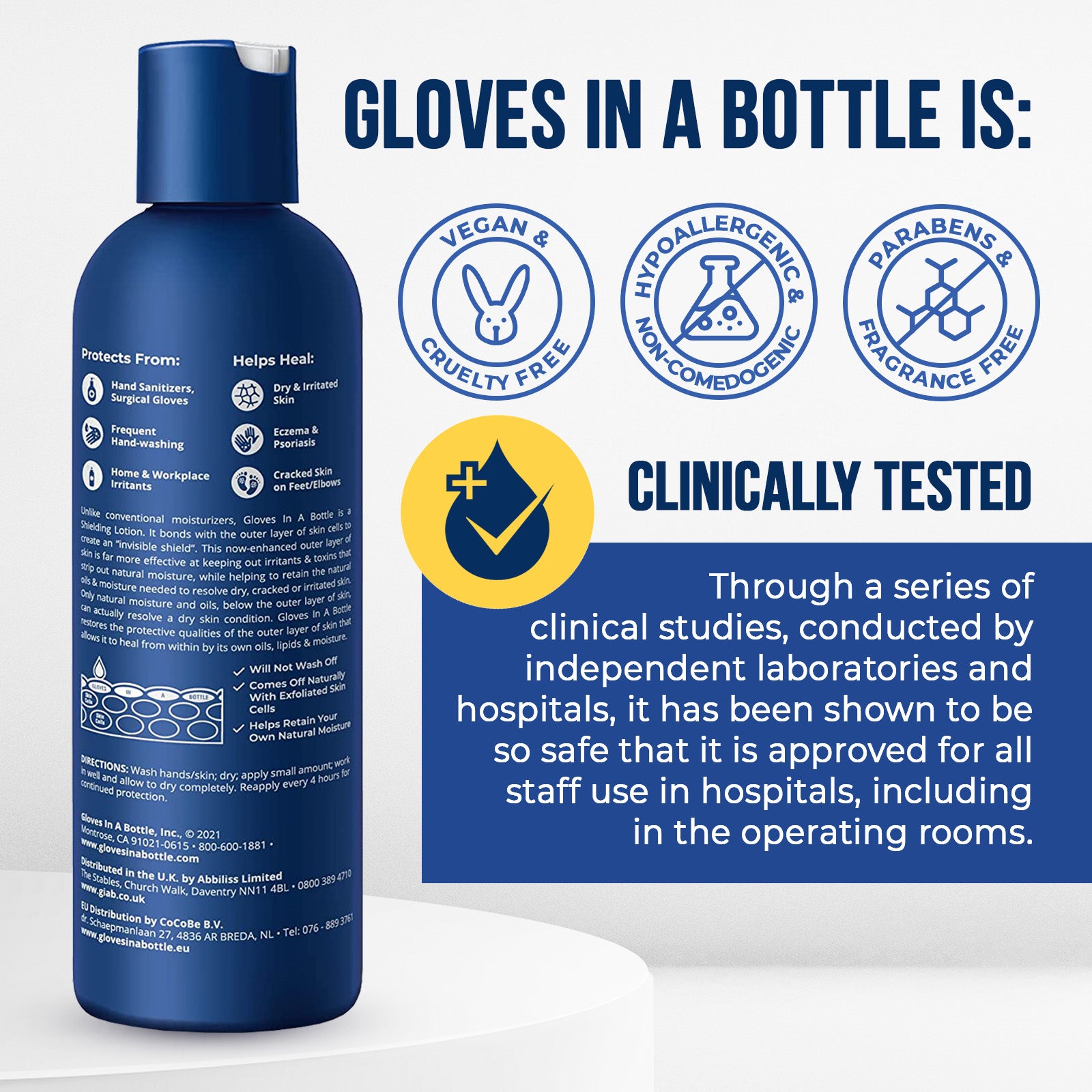 Gloves In A Bottle Shielding Lotion - Great for Dry Itchy Skin! 3 8oz Bottles + Pump