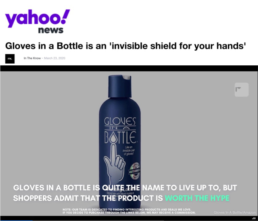 Yahoo News Features Gloves In A Bottle