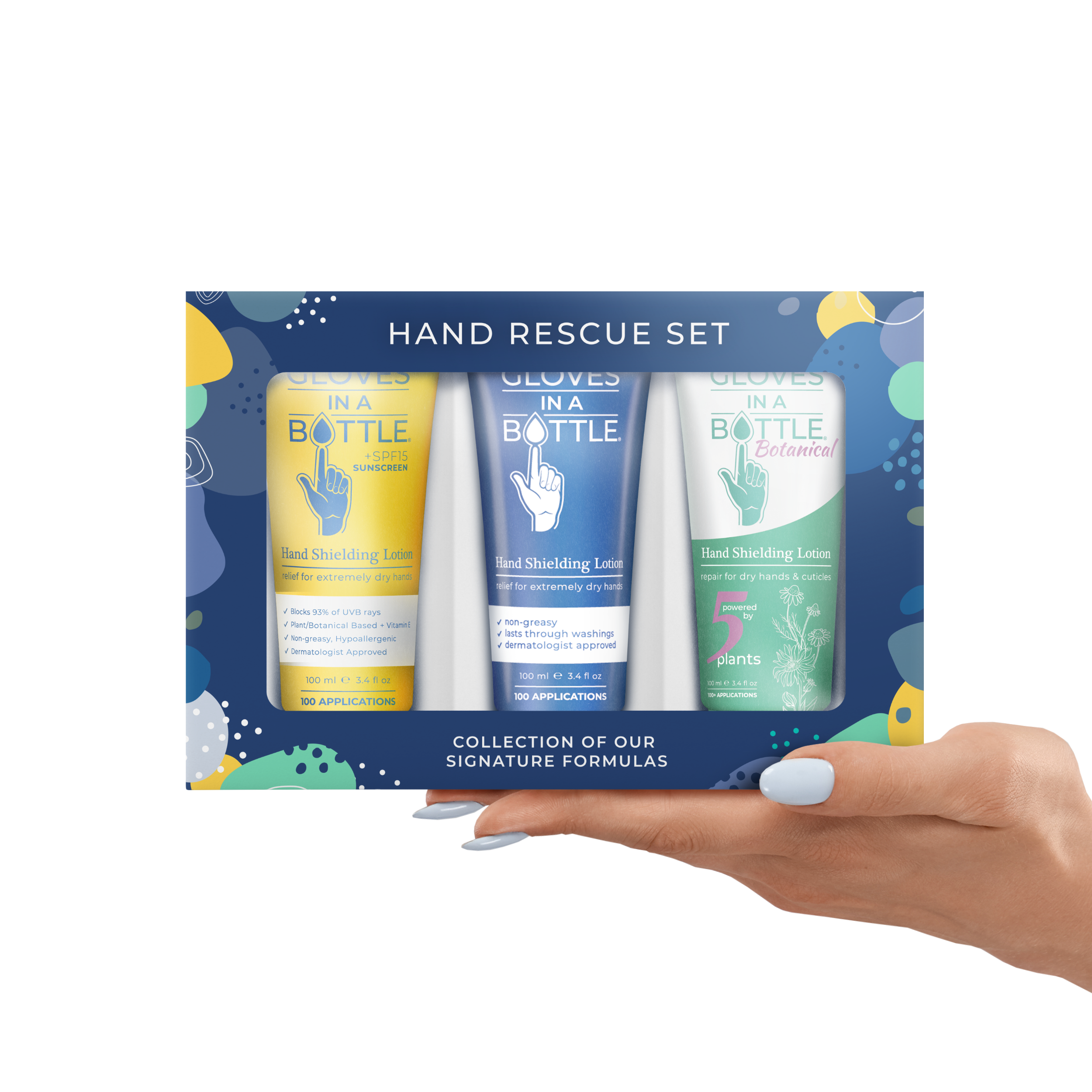 Gloves in A Bottle – Shielding Lotion for Dry Skin, Hand Lotion Travel size, Protects & Restores Dry Cracked Skin (3-Pack 3.4oz Tube Gift Set