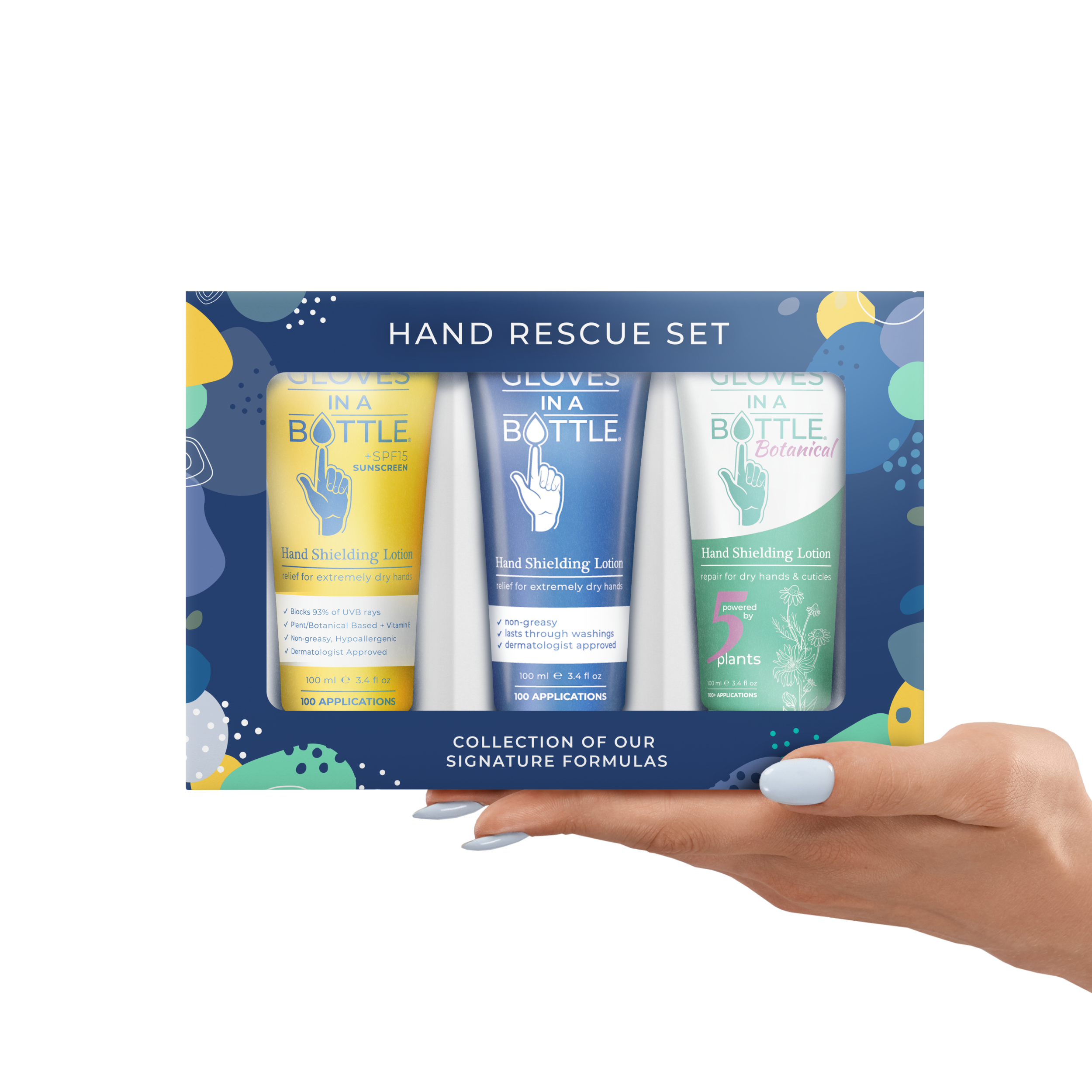 Gloves In A Bottle – Shielding Lotion for Dry Skin, Hand Lotion Travel Size, Protects & Restores Dry Cracked Skin (3-Pack 3.4oz Tube Gift Set, Variety)