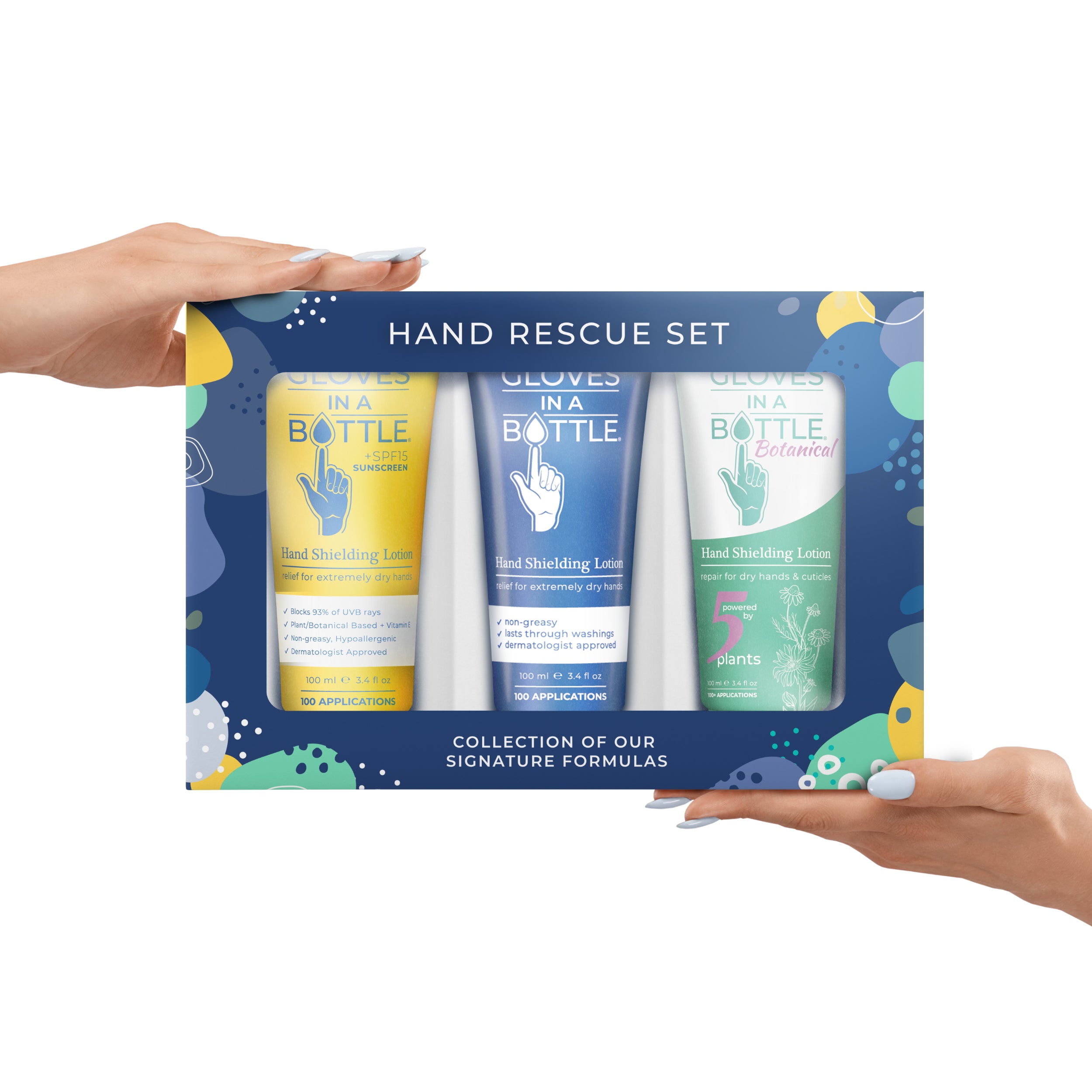 Gloves In A Bottle – Shielding Lotion for Dry Skin, Hand Lotion Travel Size, Protects & Restores Dry Cracked Skin (3-Pack 3.4oz Tube Gift Set, Variety)